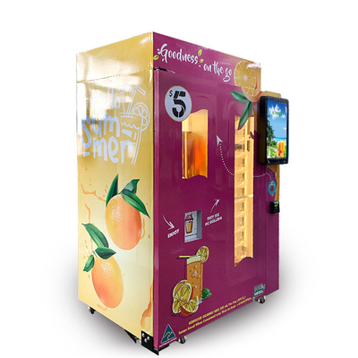ショッピング モールの商業オレンジ ジュースの自動販売機はアクセプターを鋳造し、注意します