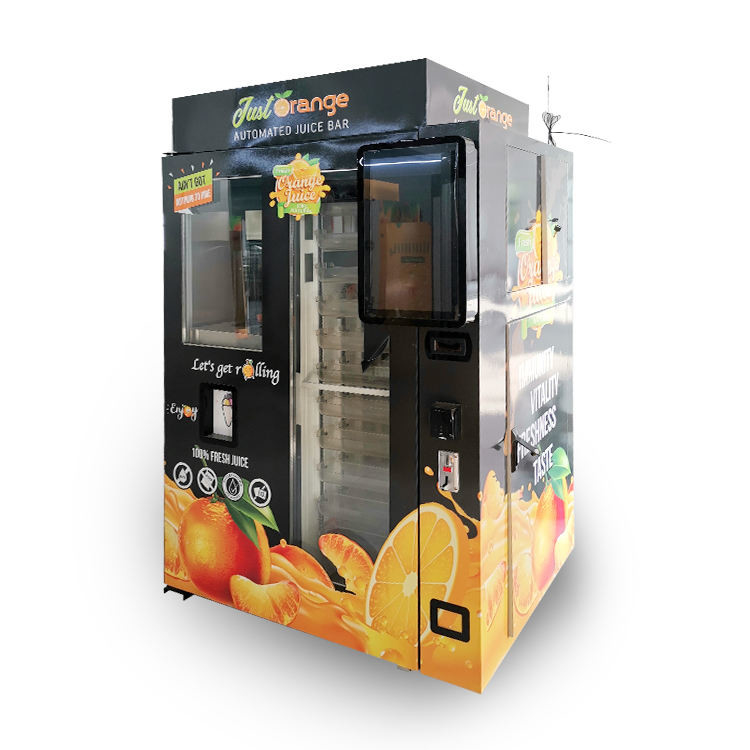冷却装置が付いているノートの支払のオレンジ ジュースの自動販売機