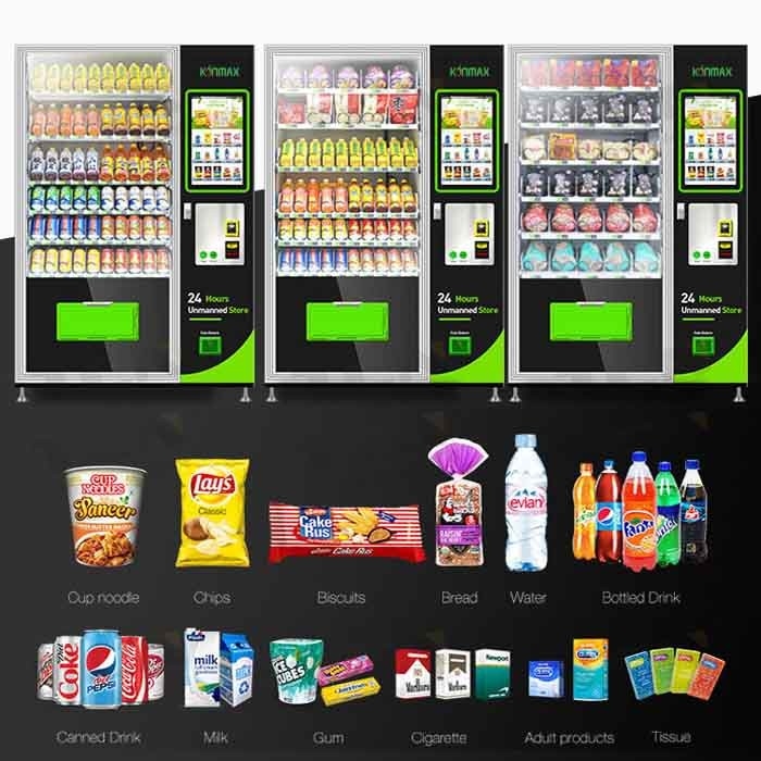 健康な食糧タッチ画面が付いている自動組合せの軽食および飲み物の自動販売機